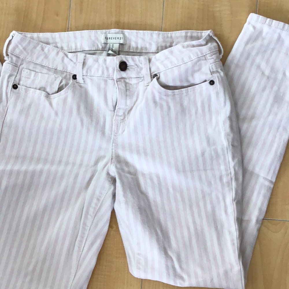 Pink and white striped forever 21 pants